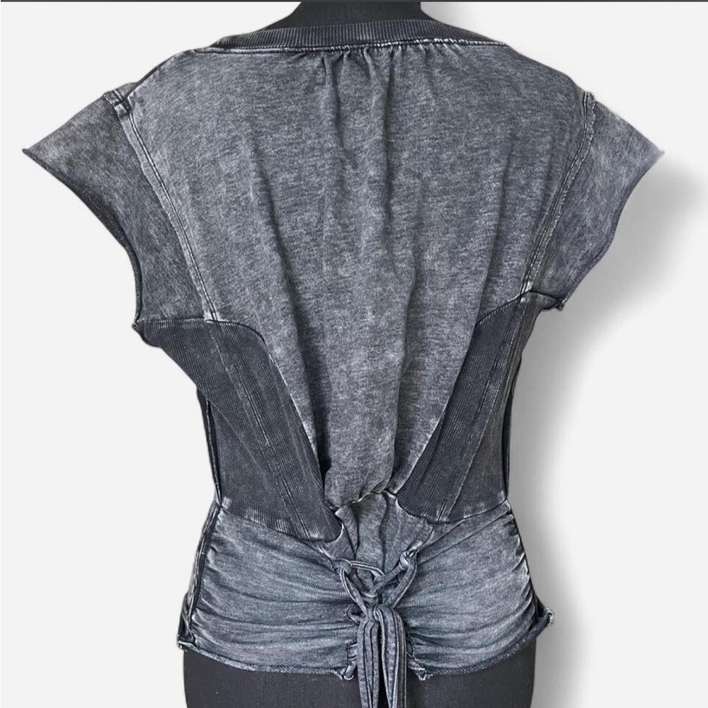 Washed Black Women’s Short Sleeve Top - Picture 3 of 6